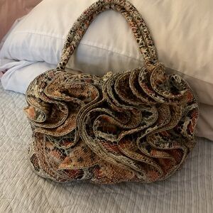 Elegant Multicolor Snakeskin Pattern Handbag